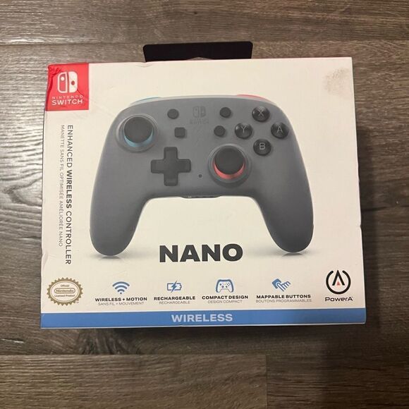 PowerA Nano Enhanced Wireless Controller for Nintendo Switch - Grey-Neon - Picture 1 of 2